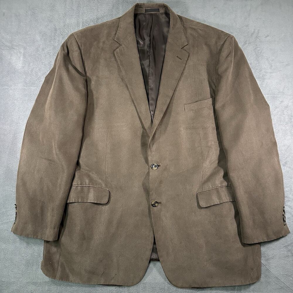 Andrew Fezza Blazer Brown Men 52L Polyester Business Sport Coat Big Tall